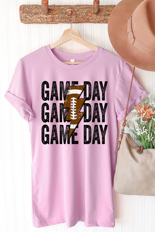 Game Day Football Lightening Bolt Graphic Tee | 18 Colors