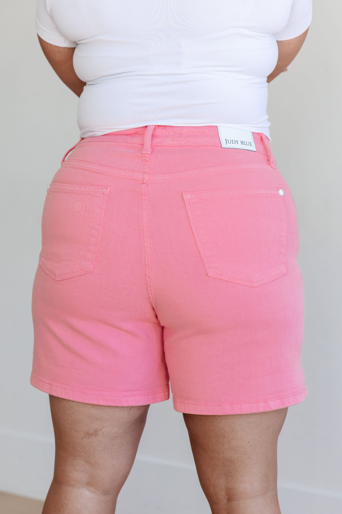 Jenna High Rise Control Top Cuffed Shorts in Pink | Judy Blue