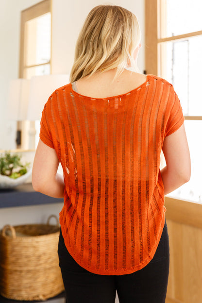 All I See Is You Loose Knit Top in Orange