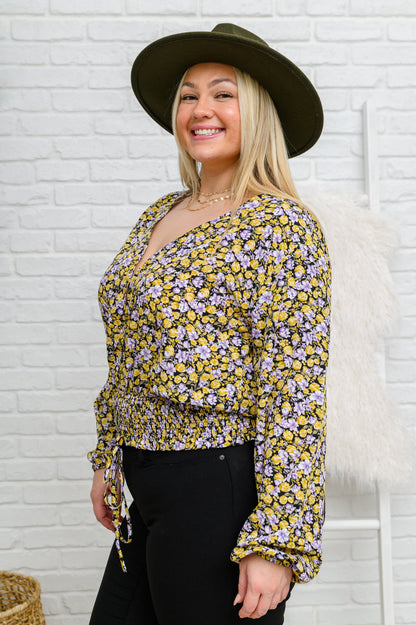 Floral Smocked Blouse in Beach Ball Yellow