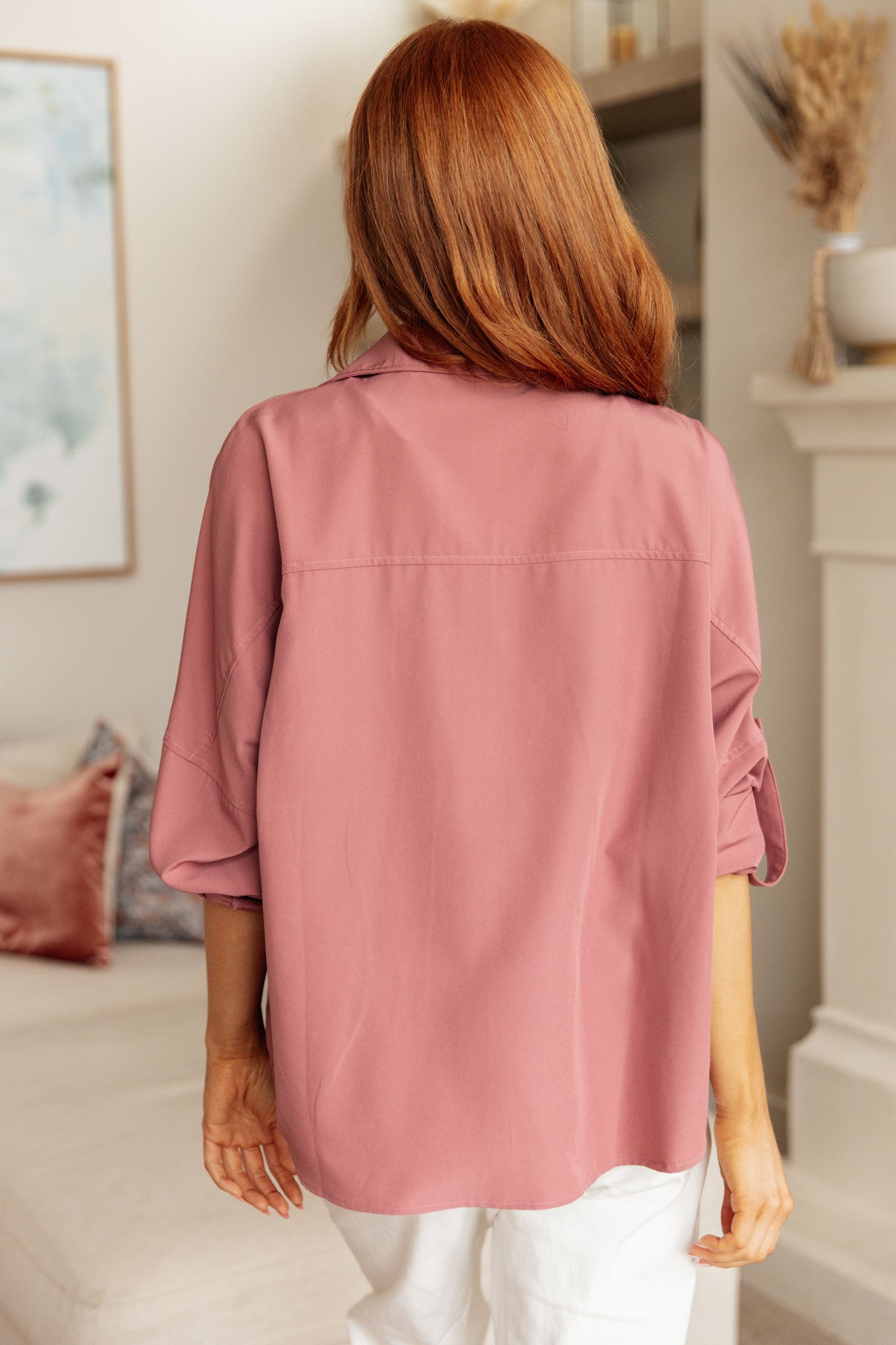 Keep it Profesh Button Up Top in Mellow Rose