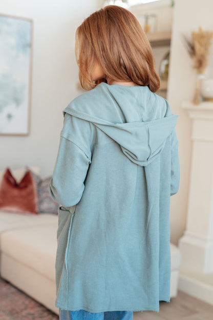 Please Proceed Hooded Cardigan in Porcelain Blue