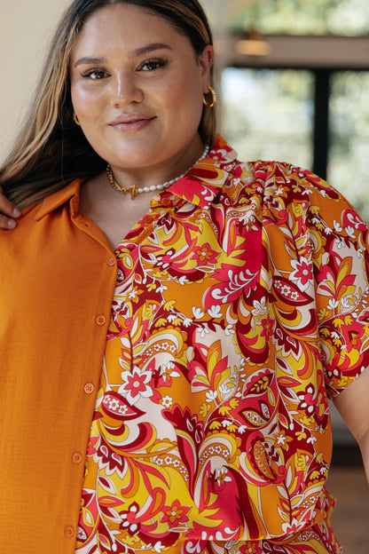 Two Sides To The Story Blouse in Orange Rust