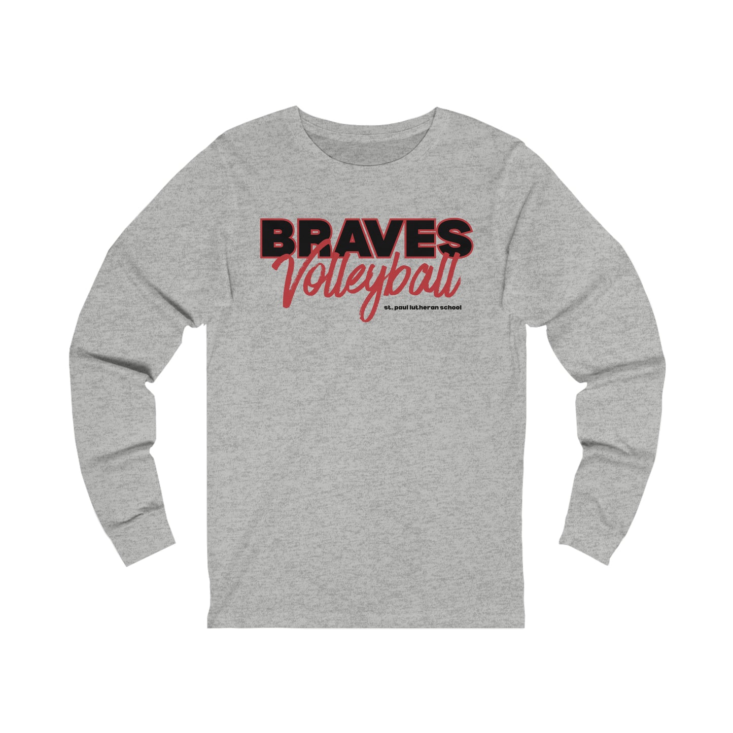 "BRAVES volleyball" script | Adult Unisex Jersey Long Sleeve Tee | 10 Colors