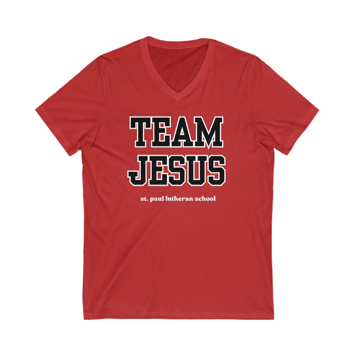 "TEAM JESUS" caps | Unisex Jersey Short Sleeve V-Neck Tee | 4 Colors