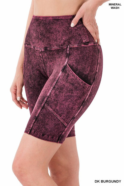 Mineral Wash Wide Waistband Pocket Leggings | 9 Colors