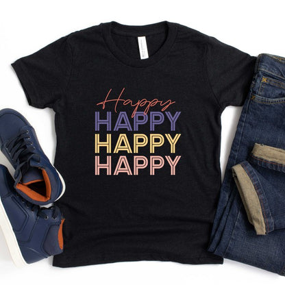 Happy Stacked Youth Short Sleeve Tee | 3 Colors