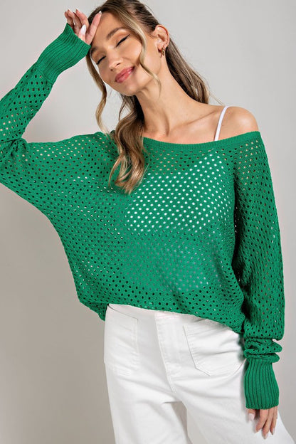 Eyelet Knit Sweater Top | 4 Colors