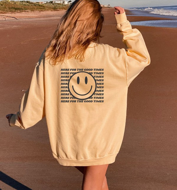 Here For the Good Times Comfort Color Sweatshirt in Butter | 4 Sizes