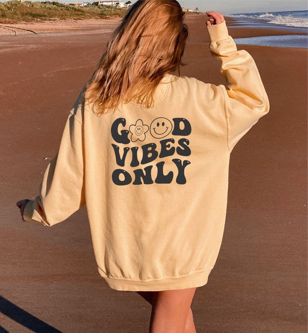 Good Vibes Only Comfort Color Sweatshirt in Butter | 4 Sizes