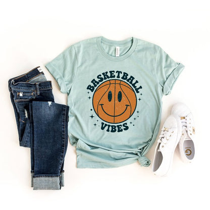 Vintage Basketball Vibes Smiley Face Tee