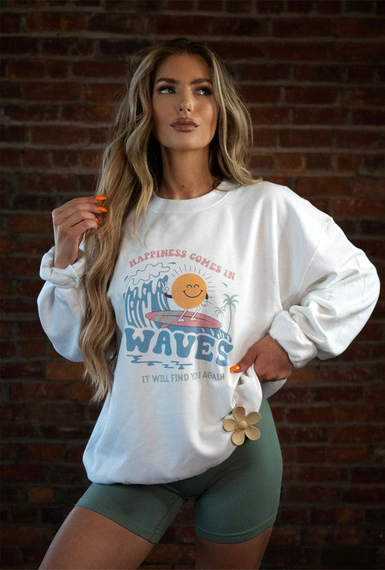 Happiness Comes in Waves Crewneck Sweatshirt | 4 Sizes