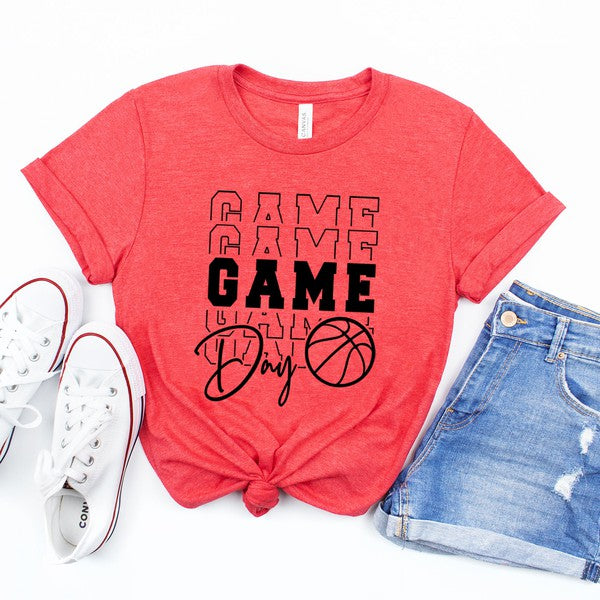 Game Day Stacked Basketball Short Sleeve Tee | 4 Colors
