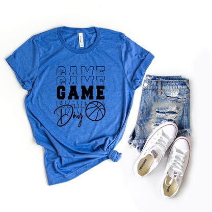 Game Day Stacked Basketball Short Sleeve Tee | 4 Colors