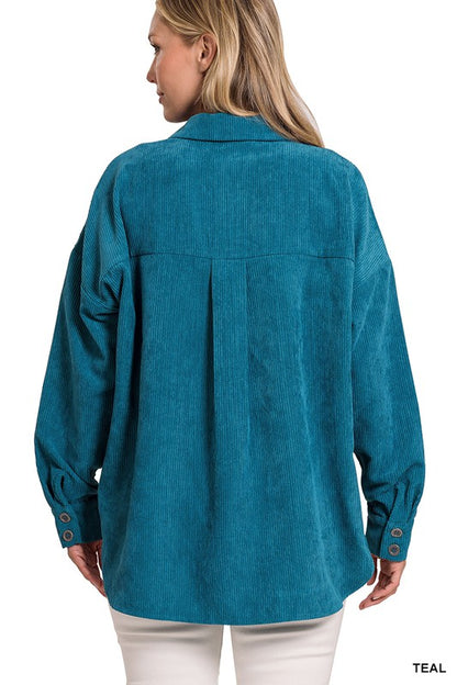 Oversize Corduroy Shacket | Teal or Black