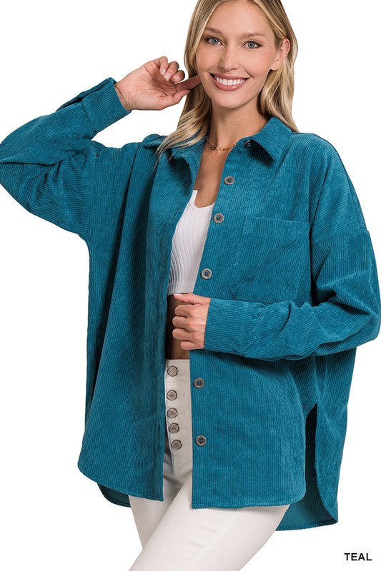 Oversize Corduroy Shacket | Teal or Black