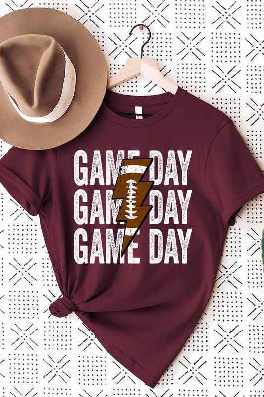 Game Day Football Lightening Bolt Graphic Tee | 18 Colors