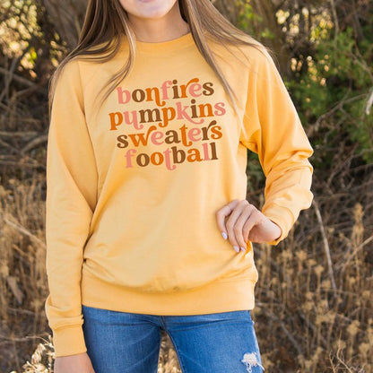 Bonfires Pumpkins Sweaters Colorful Lightweight Sweatshirt | 3 Colors