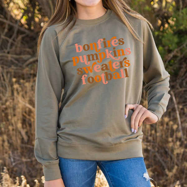 Bonfires Pumpkins Sweaters Colorful Lightweight Sweatshirt | 3 Colors