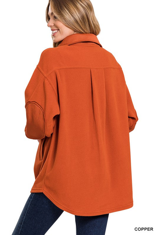 Oversized Basic Fleece Shacket | Blue or Copper