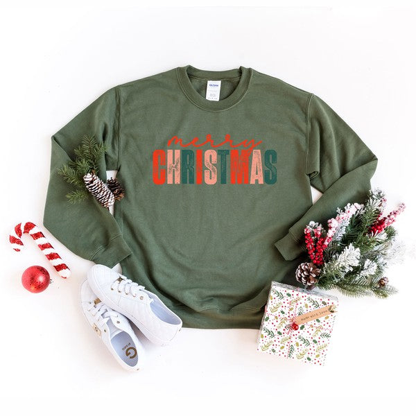 Distressed Merry Christmas Graphic Sweatshirt | 4 Colors