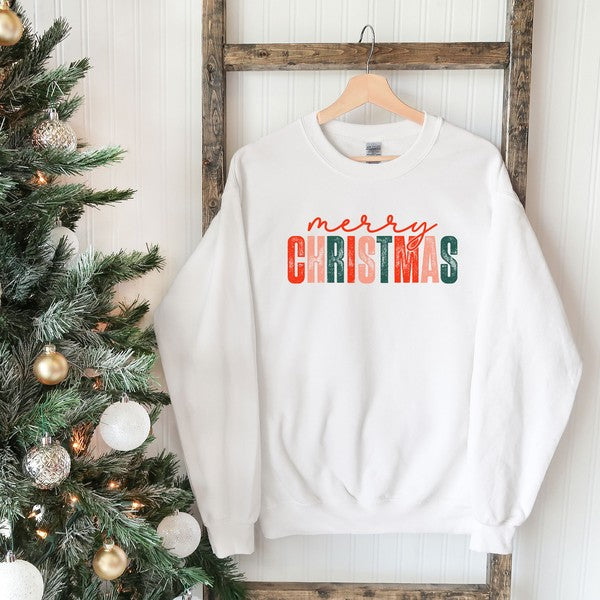 Distressed Merry Christmas Graphic Sweatshirt | 4 Colors
