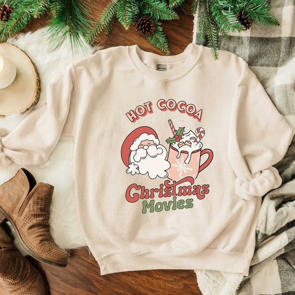 Retro Hot Cocoa Christmas Movies Sweatshirt | 3 Colors