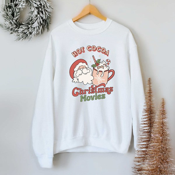 Retro Hot Cocoa Christmas Movies Sweatshirt | 3 Colors