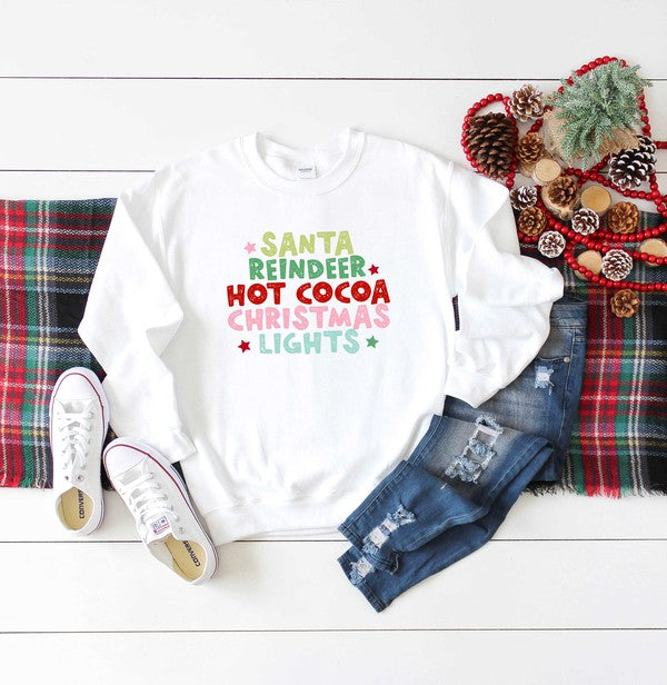 Santa Reindeer Hot Cocoa Graphic Sweatshirt | 4 Colors