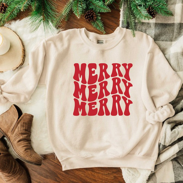 Merry Stacked Graphic Sweatshirt | 4 Colors