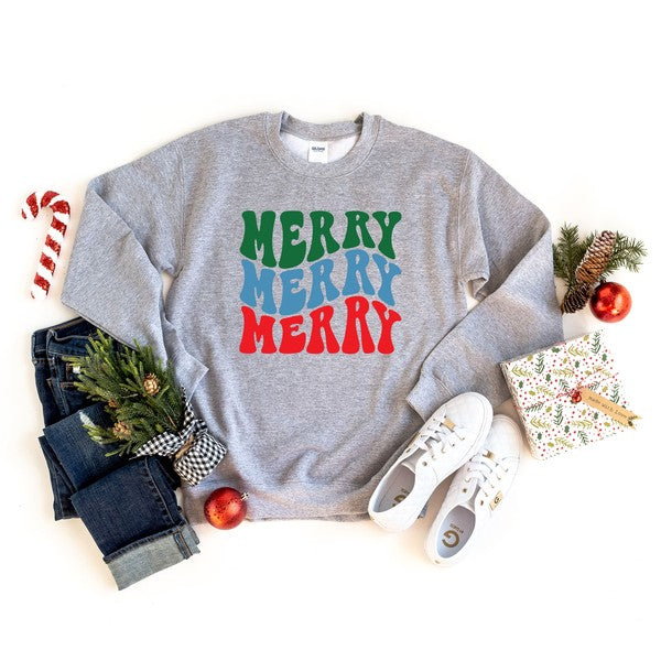 Merry Stacked Colorful Graphic Sweatshirt | 4 Colors