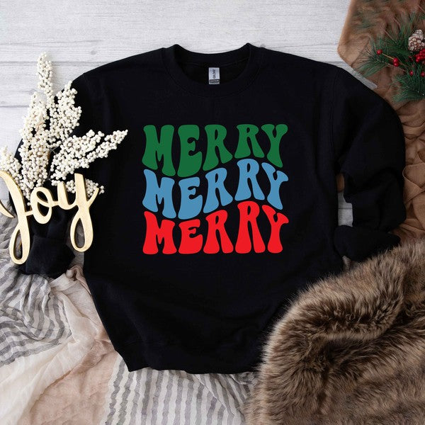 Merry Stacked Colorful Graphic Sweatshirt | 4 Colors