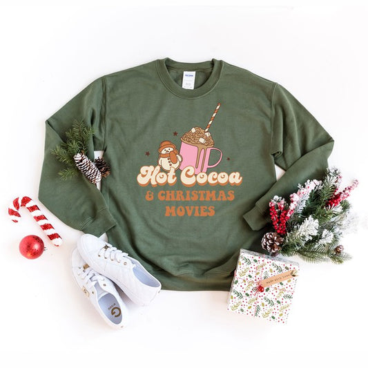 Hot Cocoa And Christmas Movies Graphic Sweatshirt | 4 Colors