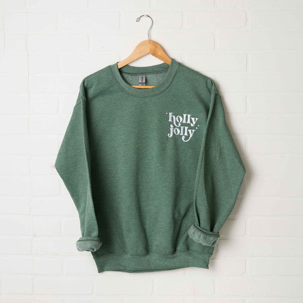 Embroidered Holly Jolly Stars Graphic Sweatshirt | 7 Colors