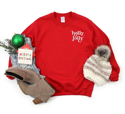 Embroidered Holly Jolly Stars Graphic Sweatshirt | 7 Colors