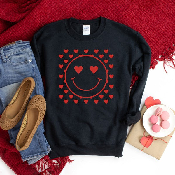 Smiley Face Hearts Short Sleeve Graphic Tee