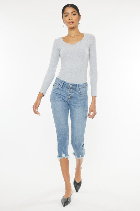 KanCan Mid Rise Capri Jean Pants