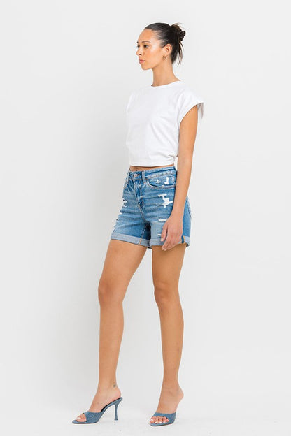 High Rise Double Cuff Shorts