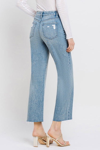 Mid Rise Crop Wide Leg Jeans