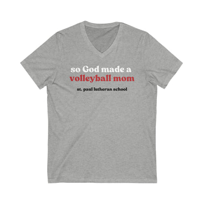 "so God made a volleyball mom" | Unisex Jersey Short Sleeve V-Neck Tee