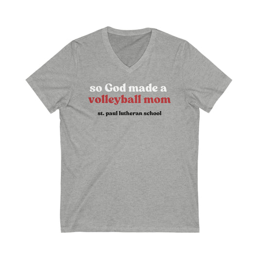 "so God made a volleyball mom" | Unisex Jersey Short Sleeve V-Neck Tee