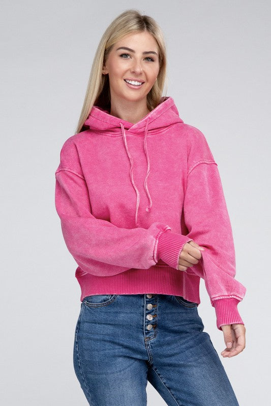 Acid Wash Fleece Hoodie