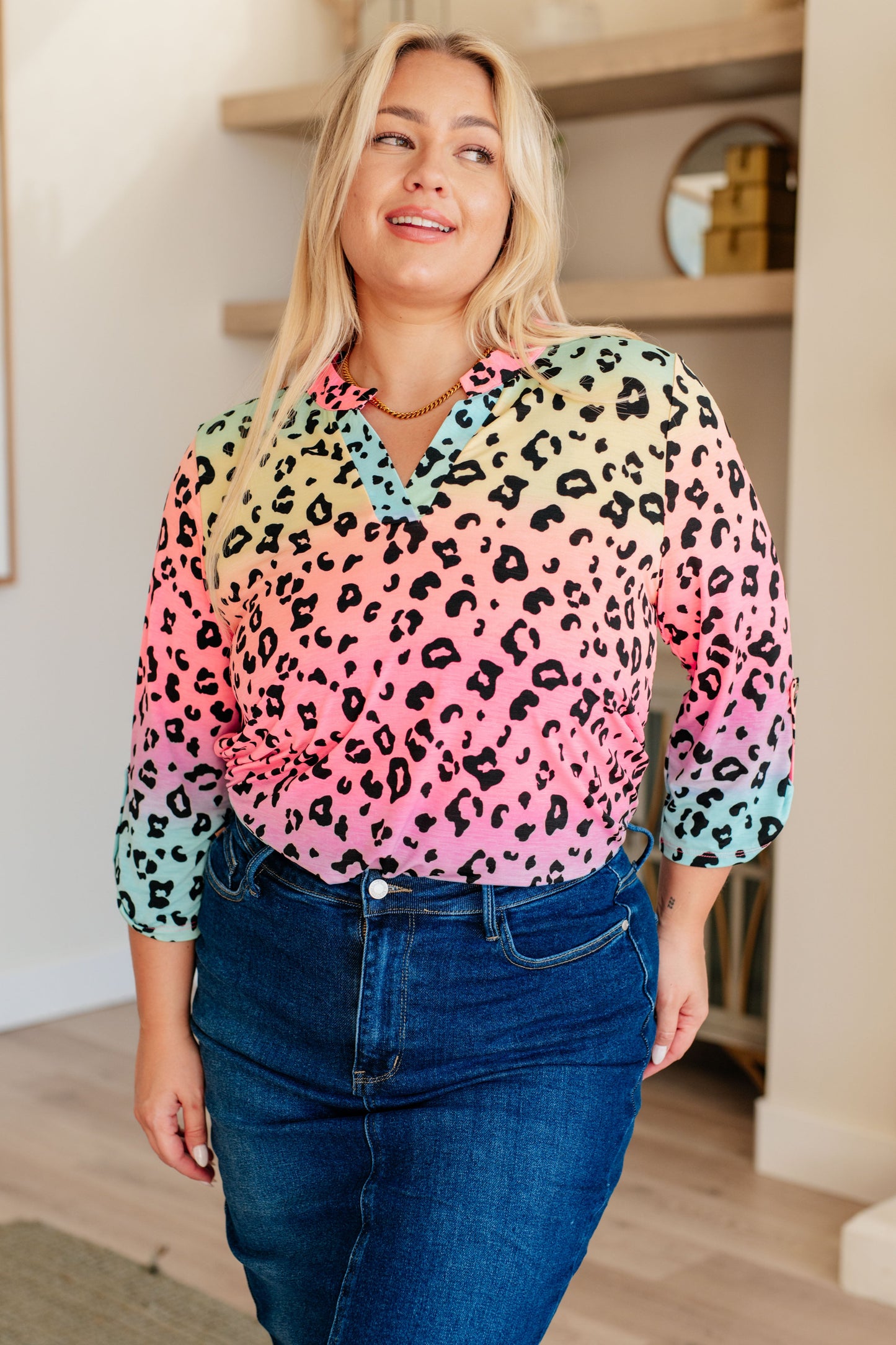 Lizzy Top in Rainbow Leopard