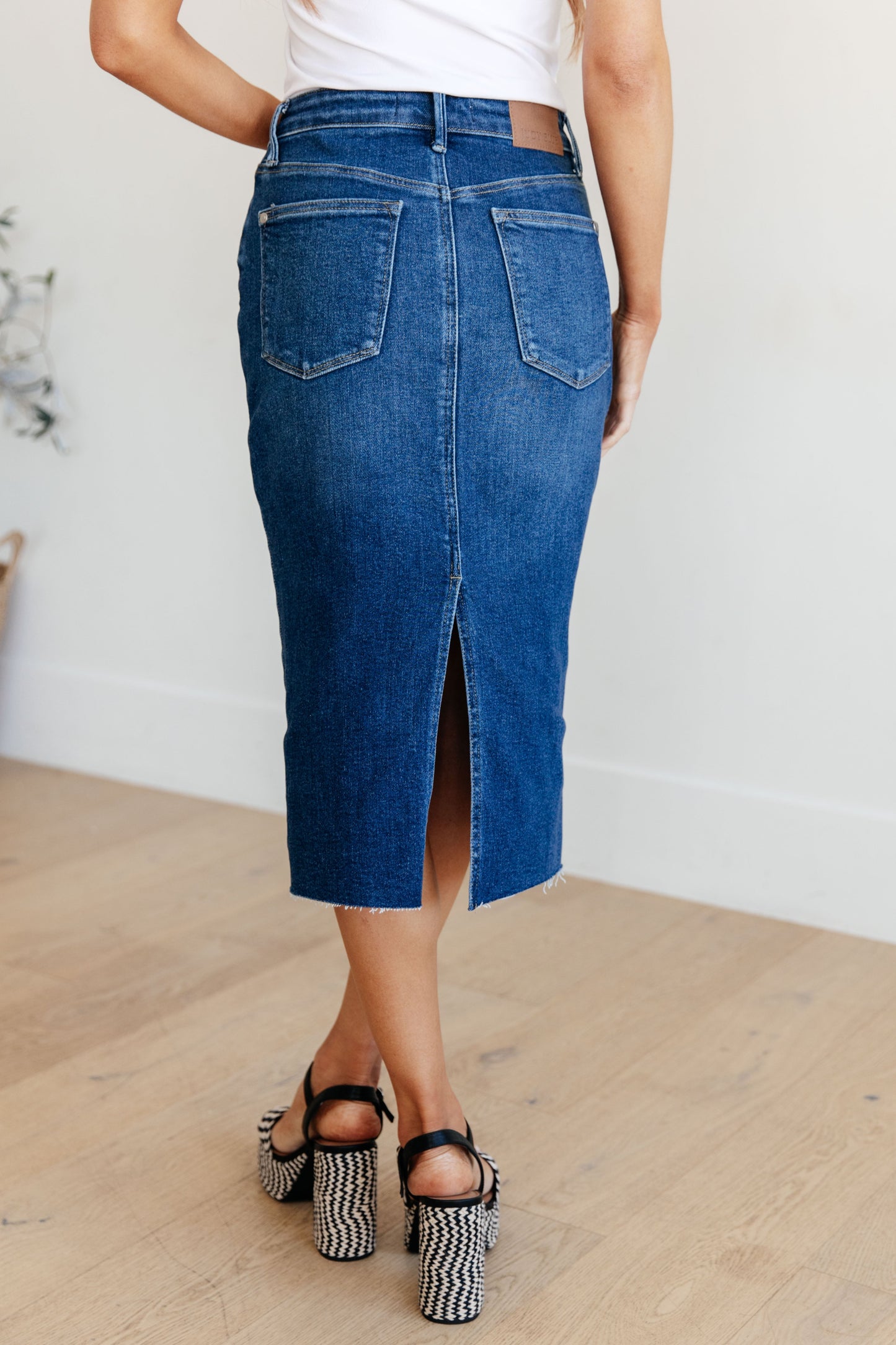 Marcy High Rise Denim Midi Skirt | Judy Blue