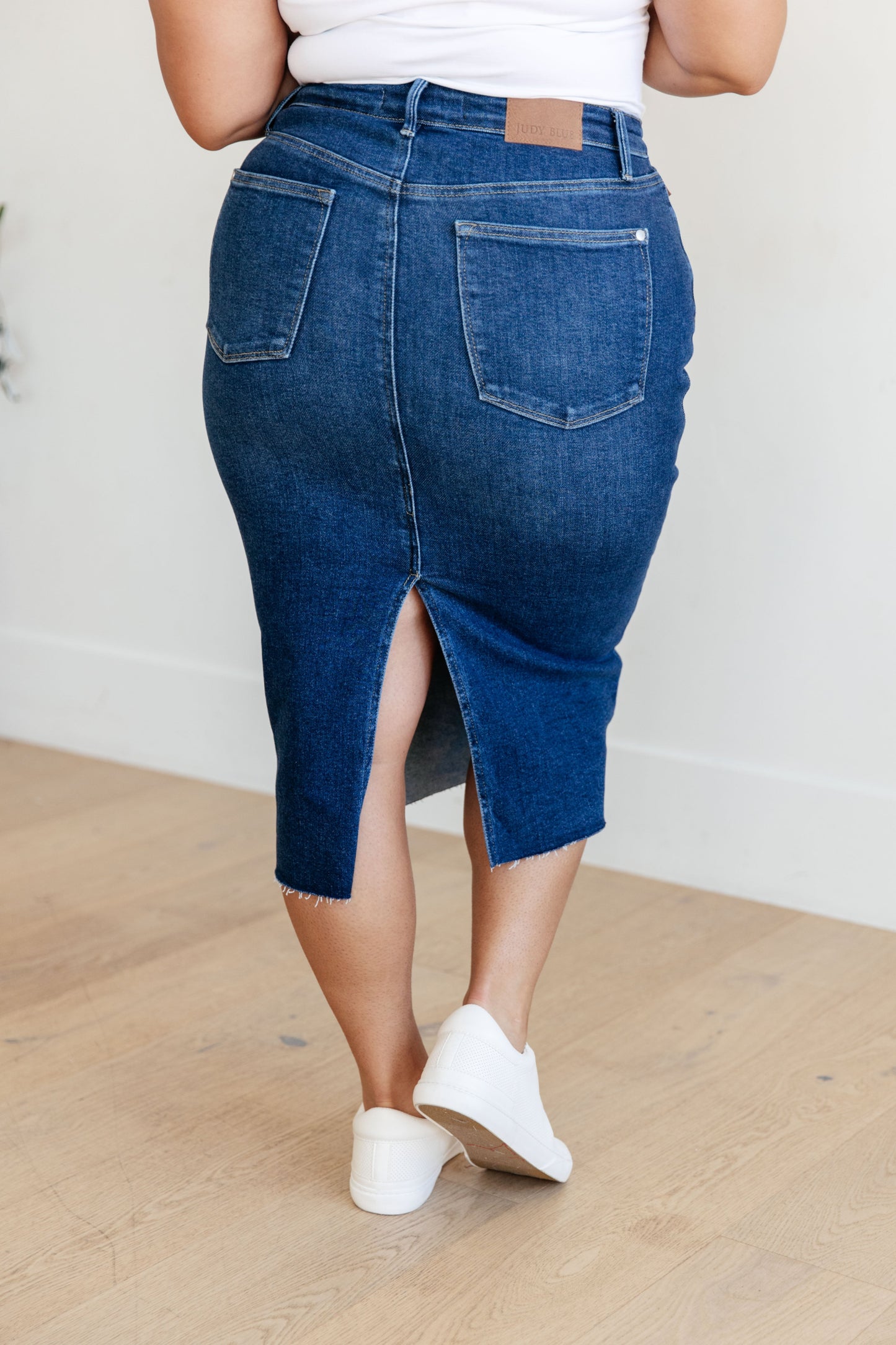 Marcy High Rise Denim Midi Skirt | Judy Blue