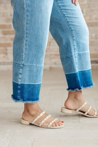 Olivia High Rise Wide Leg Crop Jeans in Medium Wash | Judy Blue