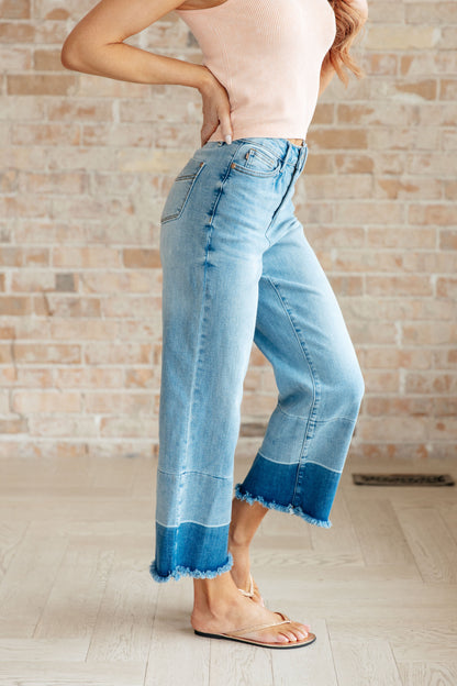 Olivia High Rise Wide Leg Crop Jeans in Medium Wash | Judy Blue