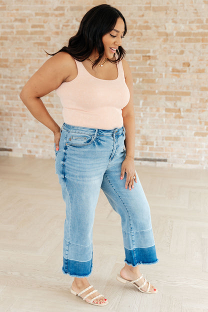 Olivia High Rise Wide Leg Crop Jeans in Medium Wash | Judy Blue