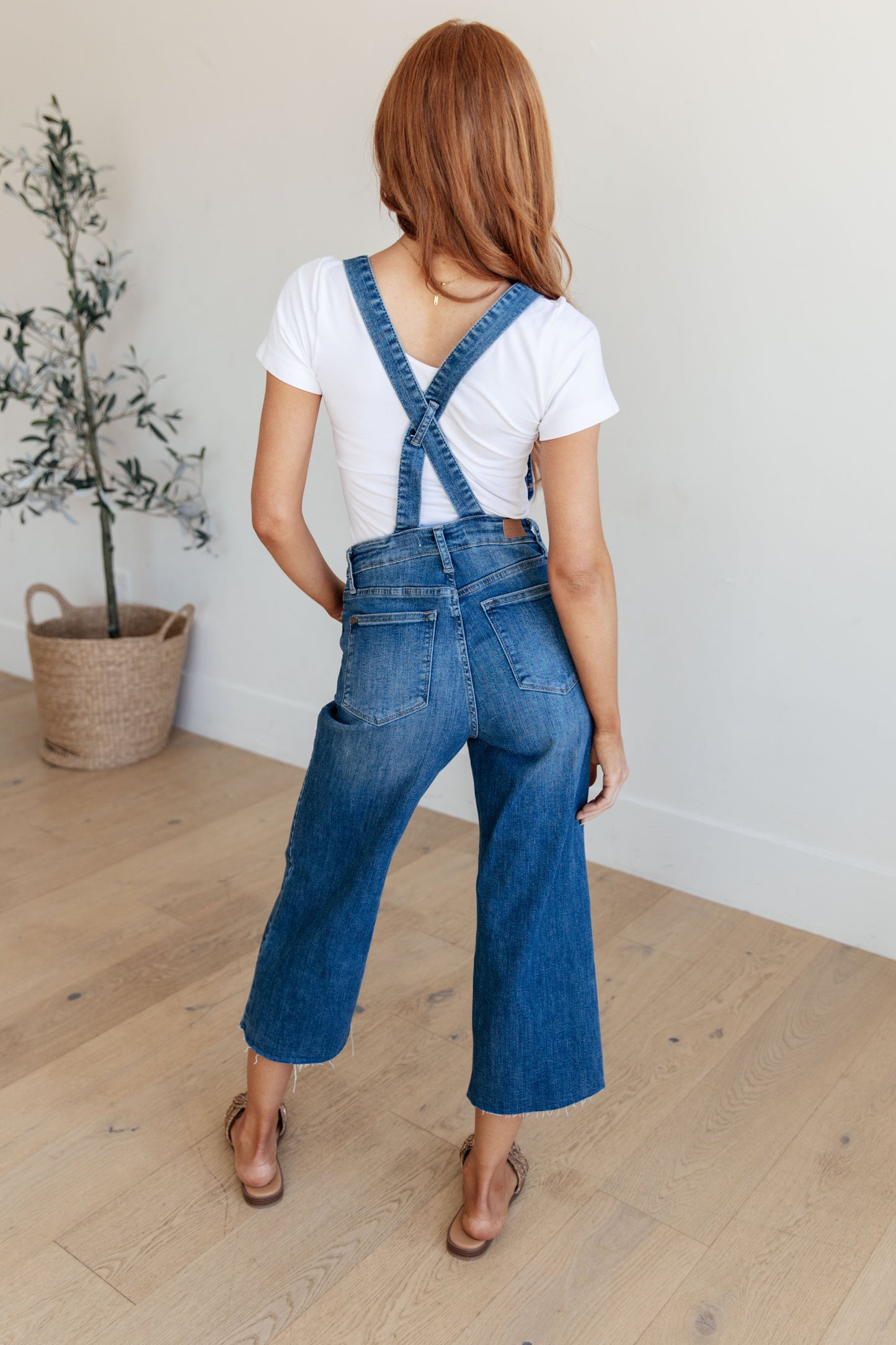 Priscilla High Rise Crop Wide Leg Denim Overalls | Judy Blue