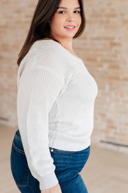 Told You So Ribbed Knit V Neck Sweater in French Gray